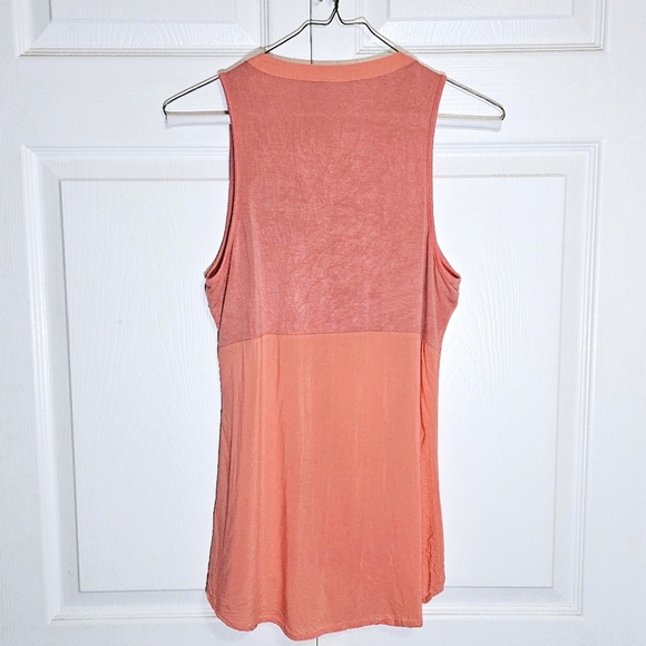 Converse Womens Sleeveless Tshirt Tank Top XS Pockets Summer Buttons Salmon Pink - Picture 4 of 4